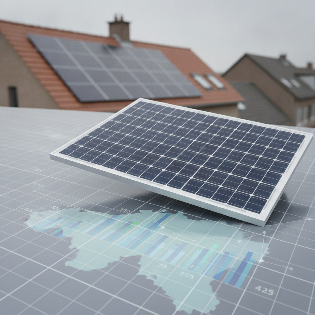 Pose de panneaux photovoltaïques sur la toiture en tuiles d'une maison wallonne
